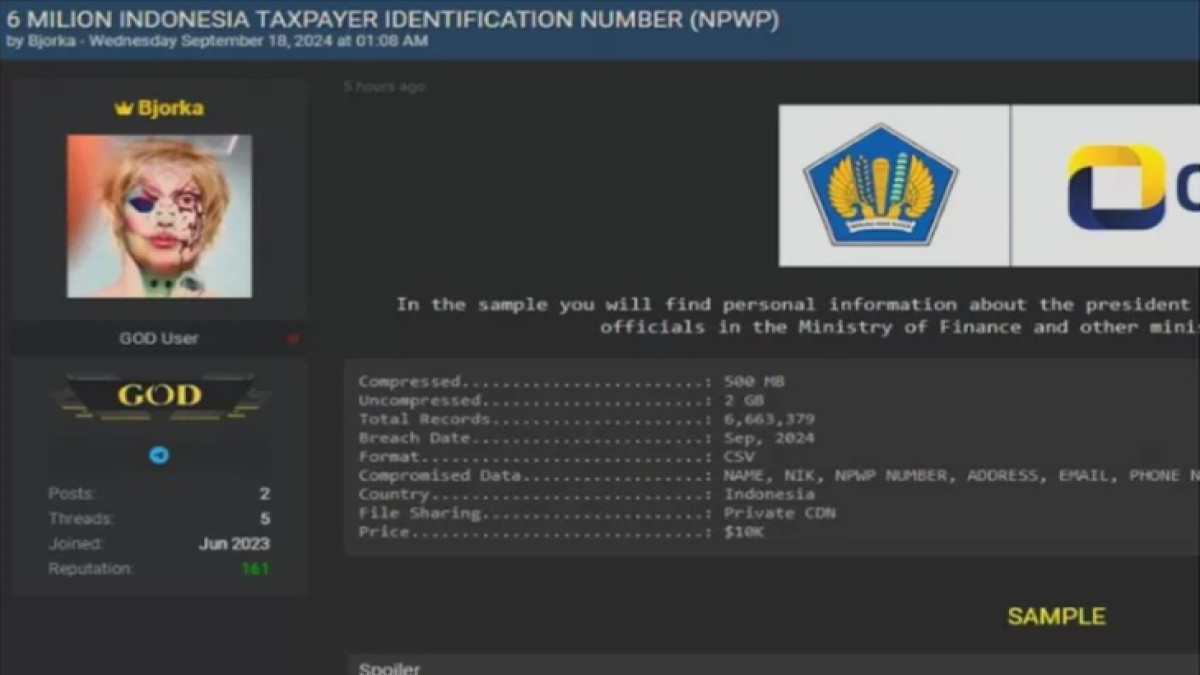 Biorka Kembali Beraksi: 6 Juta NPWP Termasuk Data Presiden dan Sri Mulyani Diretas!