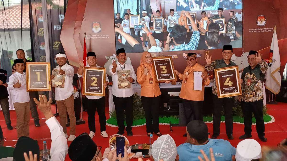 Nomor Urut Calon Bupati dan Wakil Bupati Purwakarta: Zeinjo No. 1, Yakin No. 2, Cantik No. 3 dan Zason No. 4