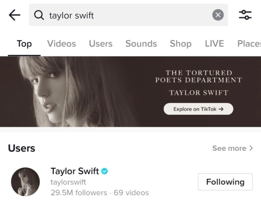 Bingkai Taylor Swift di TikTok. (Sumber Gambar: Screenshot via TikTok)