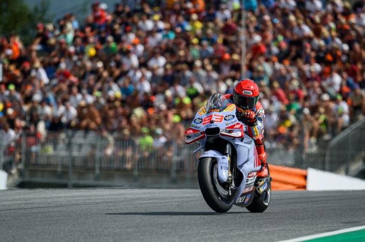 Pembalap Gresini, Marc Marquez, pada sprint race MotoGP Austria 2024 di Red Bull Ring, Sabtu (17/8/2024). Sumber (JURE MAKOVEC/AFP)