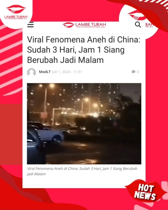 Viral Fenomena Aneh di China, Siang Hari Berubah Jadi Malam (Sumber Foto Akun Instagram @Lambe_turah)