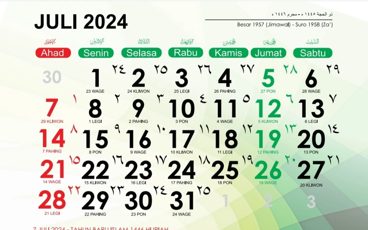 Ada Berapa Tanggal Merah Juli 2024?