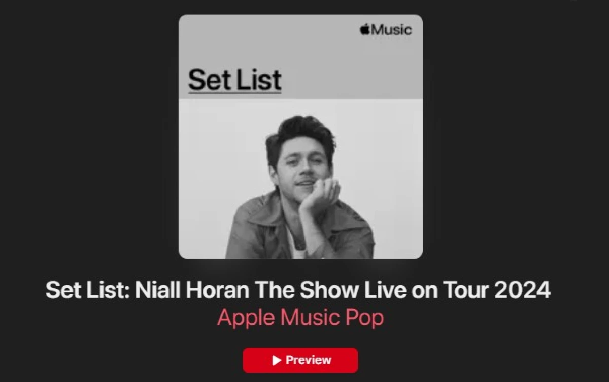 Setlist Konser Niall Horan. (Sumber Gambar: Screenshot via Apple Music)