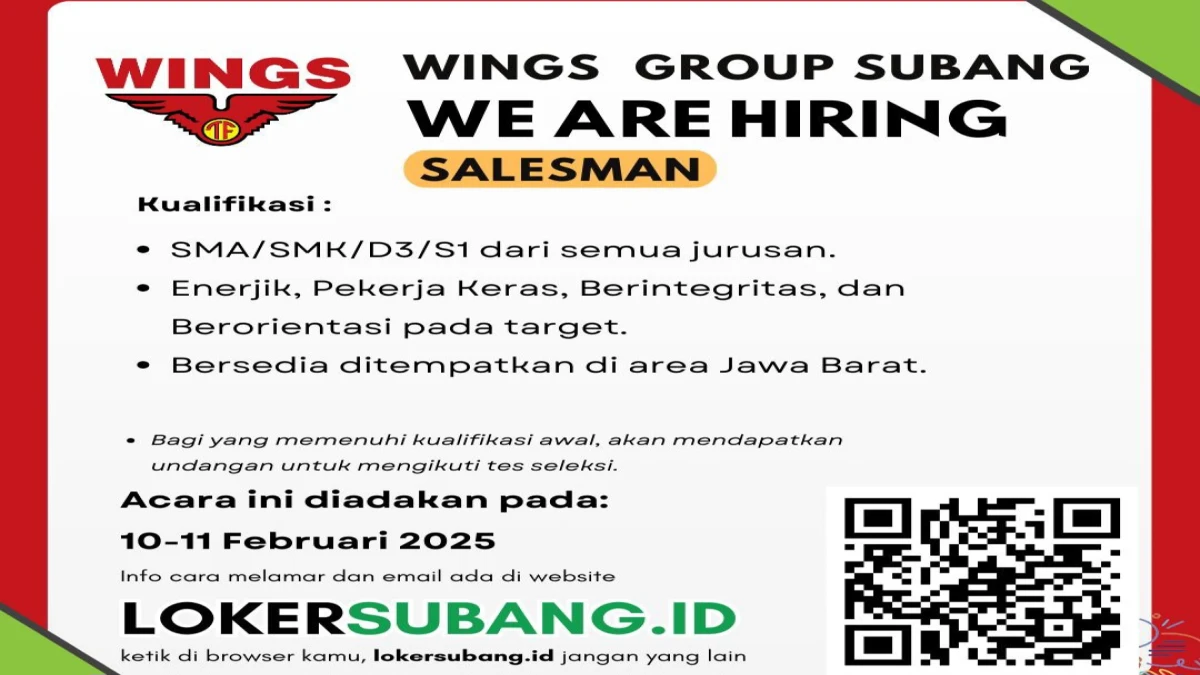 Lowongan Kerja Subang Wings Group Januari 2025