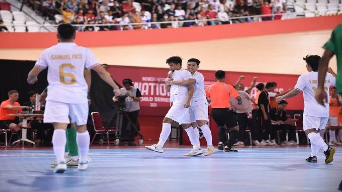 Indonesia vs Arab Saudi dalam ajang 4 Nations World Series 2025 digelar di Jakarta International Velodrome, Minggu (2/2/2025).(Federasi Futsal Indonesia/DKW Images)