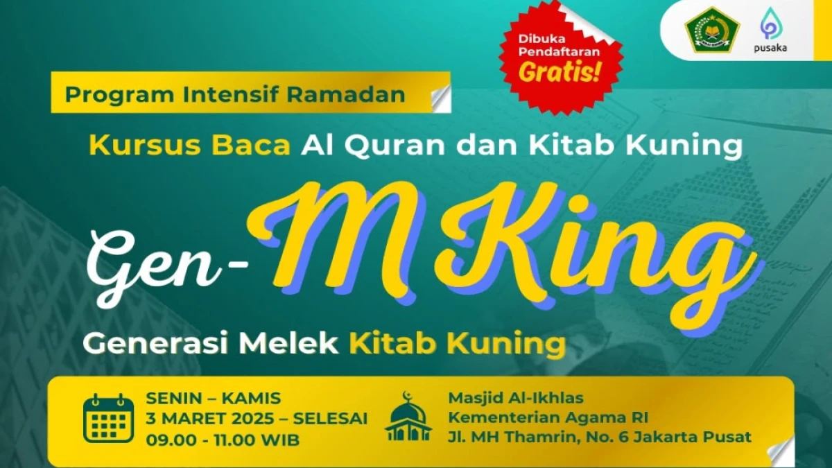 Daftar Sekarang! Kemenag Buka Kursus Baca Al-Qur'an dan Kitab Kuning pada Bulan Ramadhan