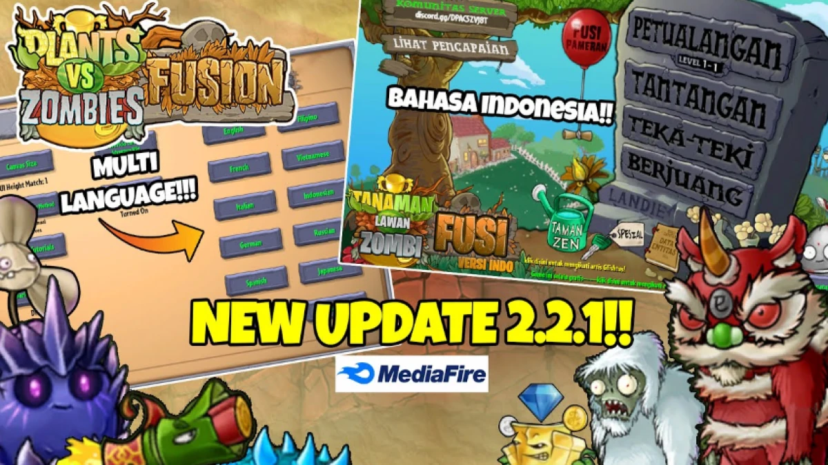 Tutorial Cara Download PVZ Fusion 2.2.1 Terbaru Bahasa Indonesia Multi Language Android dan PC