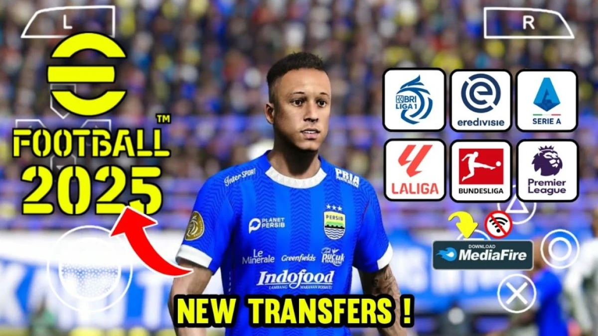 Download eFootball PES 2025 PPSSPP Mod Bri Liga 1 Indonesia & Liga Eropa Fix CallName New Transfers 2024/2025