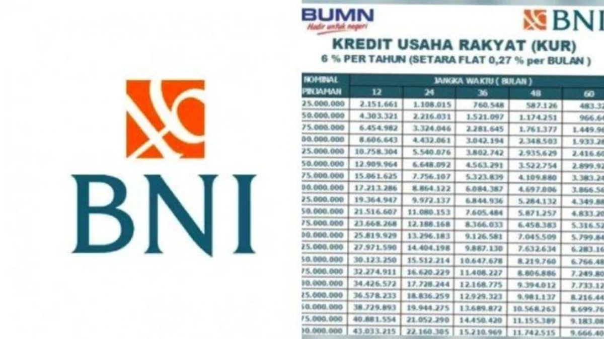 Update Terbaru Tabel KUR BNI 2025