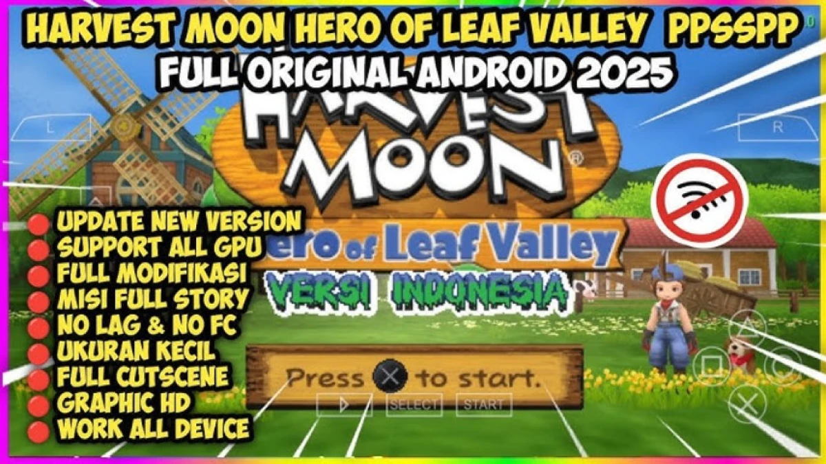 Game Harvest Moon Hero of Leaf Valley Versi Bahasa Indonesia PPSSPP Offline Android Terbaru 2025