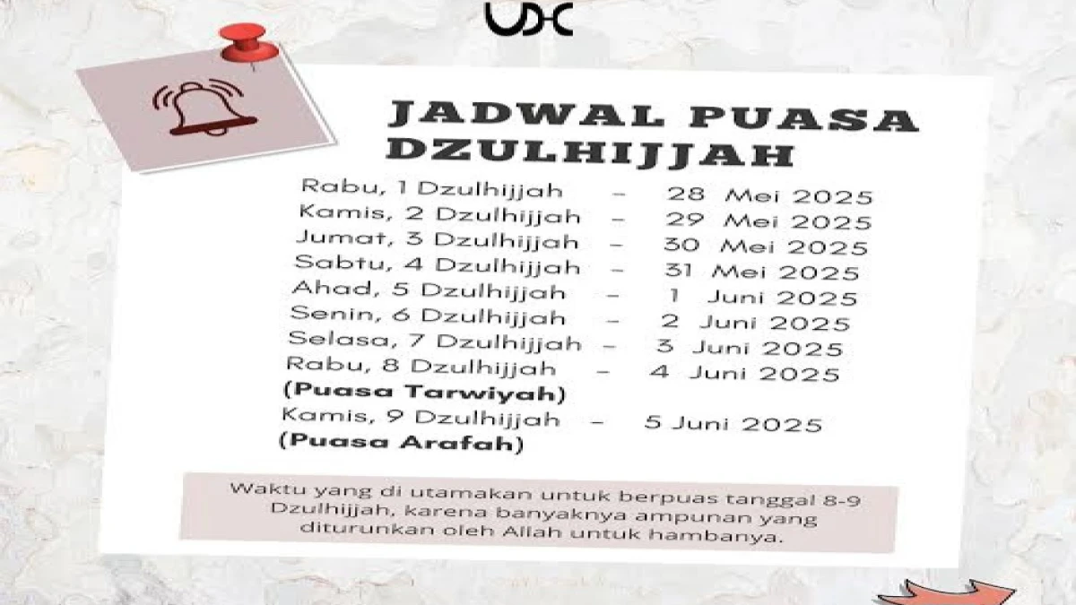Jadwal dan Keutamaan Puasa Sunnah di Bulan Dzulhijjah 1446 H / 2025 M