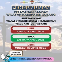 Layanan Samsat Subang Tutup pada 18 dan 20 April 2025, Tetap Buka di Tanggal 19 April